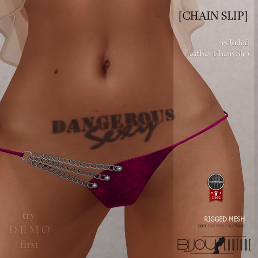 [Bijou]. Leather/Chain Slip! .pink