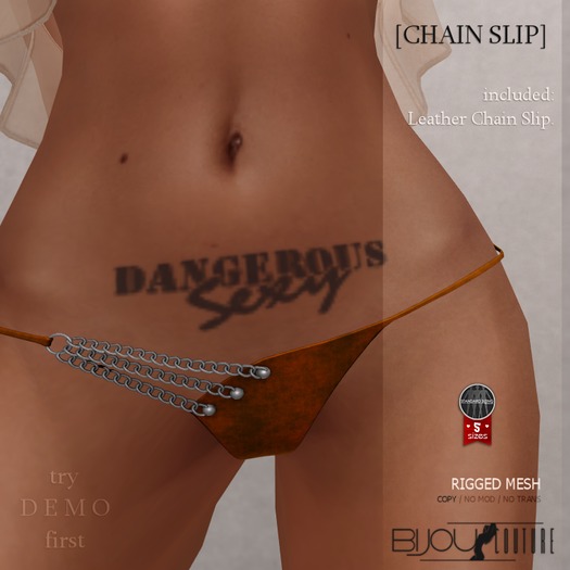 [Bijou]. Leather/Chain Slip! .orange