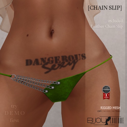 [Bijou]. Leather/Chain Slip! .green