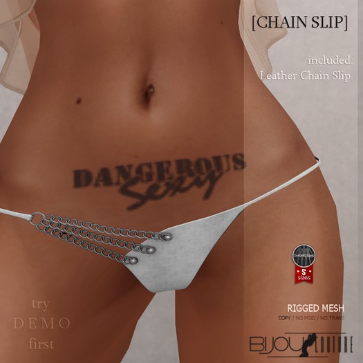 [Bijou]. Leather/Chain Slip! .white
