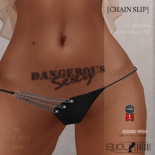 [Bijou]. Leather/Chain Slip! .black