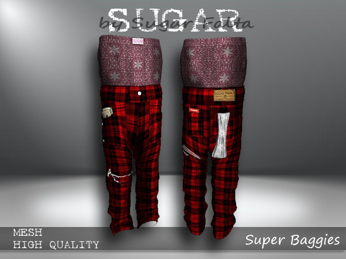 SUGAR Female Super Baggies 6 RED PLAID Boxed