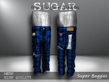 SUGAR Female Super Baggies 7 BLUE PLAID Boxed