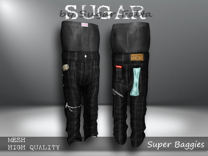 SUGAR Female Super Baggies 17 BLACK PLAID  Boxed