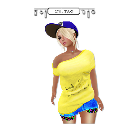 No.Tag - Off Shoulder Yellow {mesh}