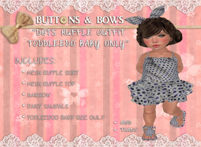 :BB: Dots Ruffle outfit Toddleedoo BABY only