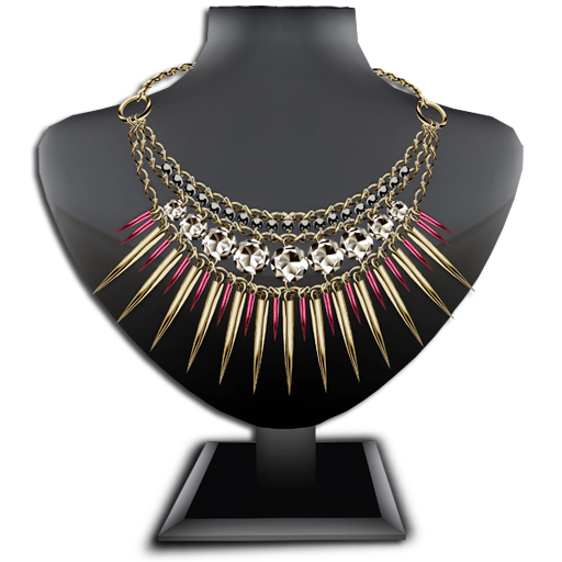 ((Crystal Line))Metal Bulletin Necklace(wear)