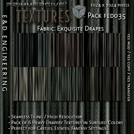 [FED035] 6 1024px High Resolution Heavy Drapery and Curtain Textures in Subdued Faded Colors by E&D ENGINEERING