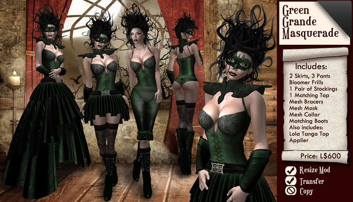 .:UnZipped Grande Masquerade Green