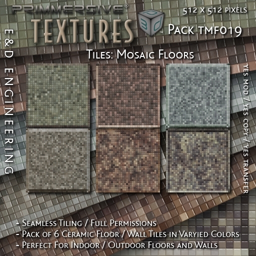 Second Life Marketplace - [TMF019] 6 512px Colorful Ceramic Mosaic Tile ...
