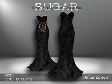 SUGAR Eliza Gown Boxed SILKY NOIR with NUDE TRIM