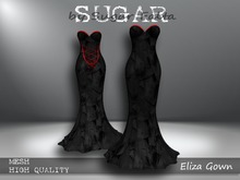 SUGAR Eliza Gown Boxed SILKY NOIR with RED TRIM