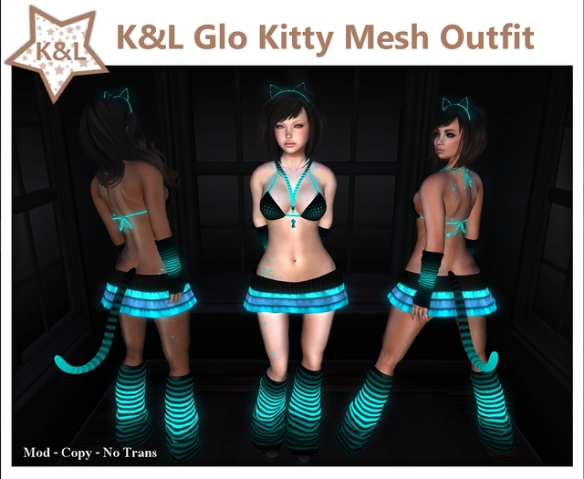 !!K&L! Glo Kitty Freeze Mesh Rave Outfit