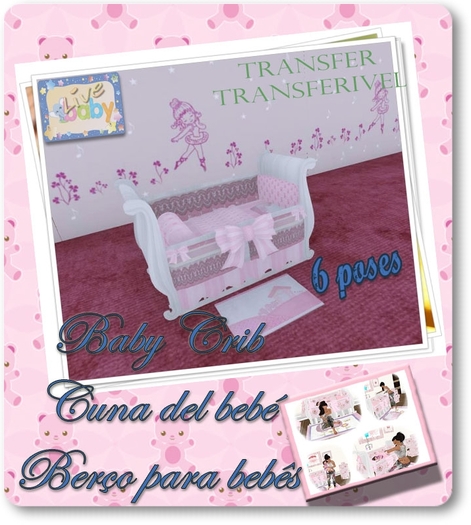 *LiVE Baby*Crib/ Berco 6 poses *Rose Teddy * BOX*