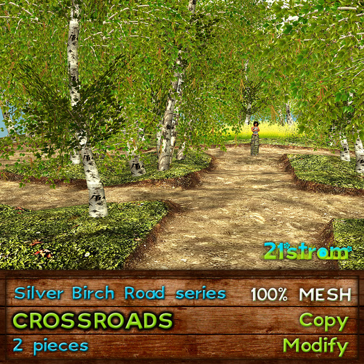 21strom SILVER BIRCH 2 pieces [CROSSROADS + T-JUNCTION] mesh landscapeS, copy+mod