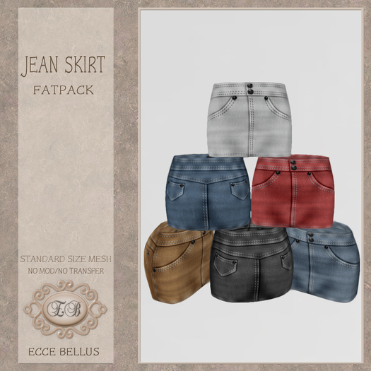 .:Ecce Bellus:. Mesh Jean Skirt-FATPACK