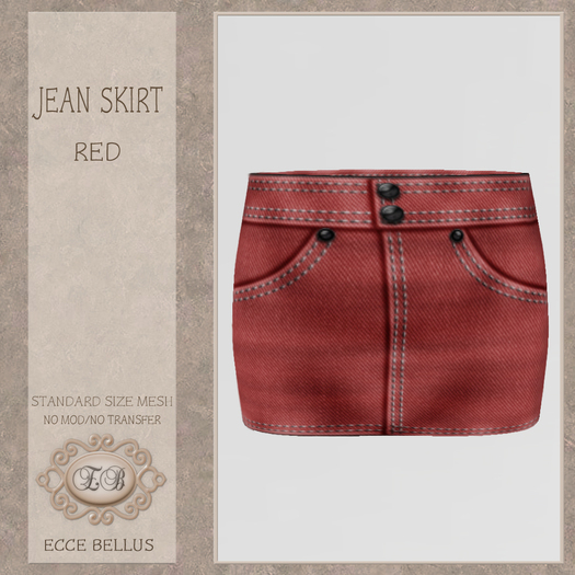 .:Ecce Bellus:.Jean Skirt-Red