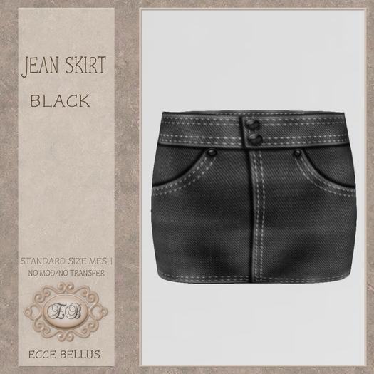 .:Ecce Bellus:. Jean Skirt-Black