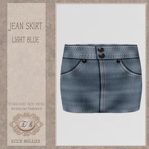 .:Ecce Bellus:.Jean Skirt-Light Blue