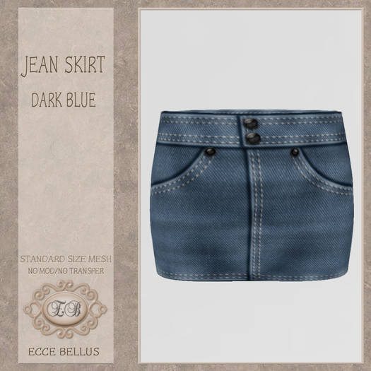 .:Ecce Bellus:.Jean Skirt-Dark Blue