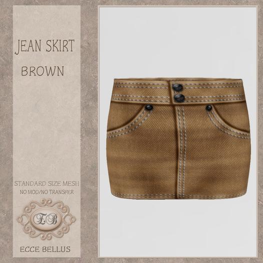 .:Ecce Bellus:. Jean Skirt- Brown