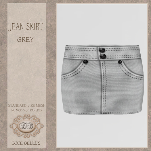 .:Ecce Bellus:.Jean Skirt-Grey