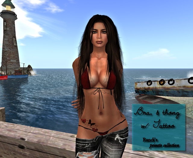 Bra, thong and tattoo set