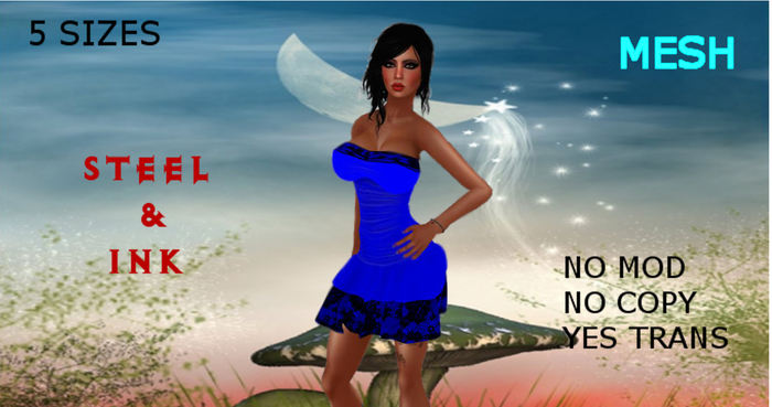 Mesh Royal Blue Ruffle Dress w/Lolas