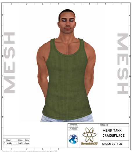 ~EccentriciXi~ Tanks Mens  Ribbed Green