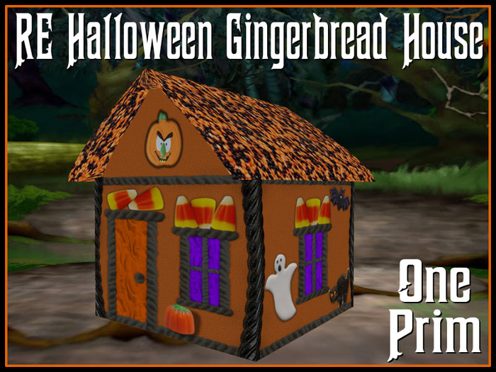 RE One Prim Mausoleum w/Ghost - Sculpted - Spooky Graveyard Decoration!