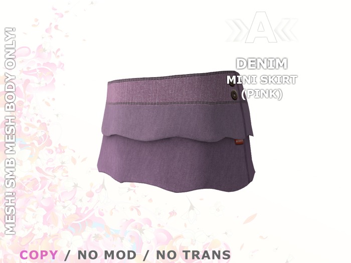 Pink Denim Mini Skirt (Fits SMB Mesh Body!)