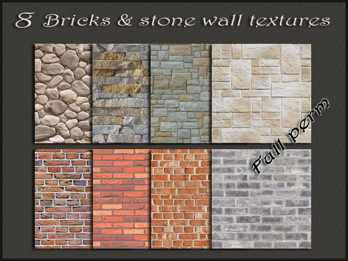 Pack 8 bricks&stone wall textures