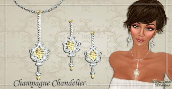 *TD* Champagne Chandelier pendant set   BOXED