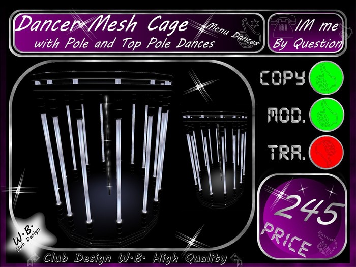 Cage 2 Mesh Dancer Cage Include 6 Top Pole Dance