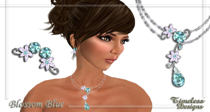 *TD* Blossom Blue Pendant Set   BOXED