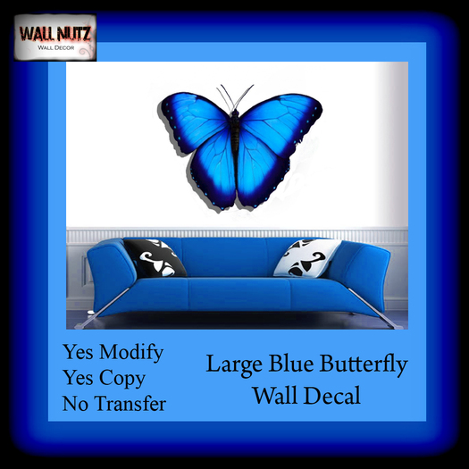 Wallnuts Large Blue Butterfly Wall Decal 