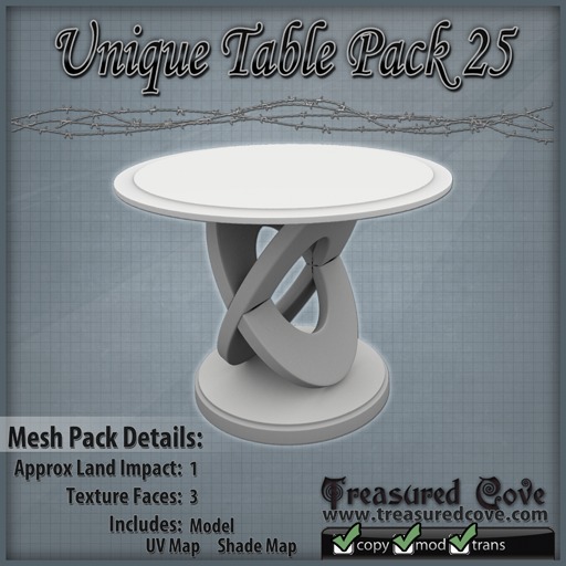 -TC- Unique Table Pack 25 Mesh 50% Discount!!