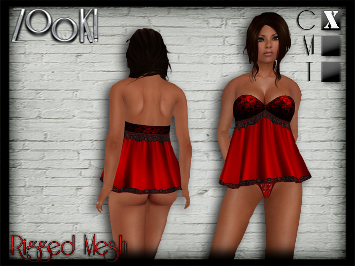 [SALE] ZK! Babydoll Lingerie (Rigged Mesh) Red