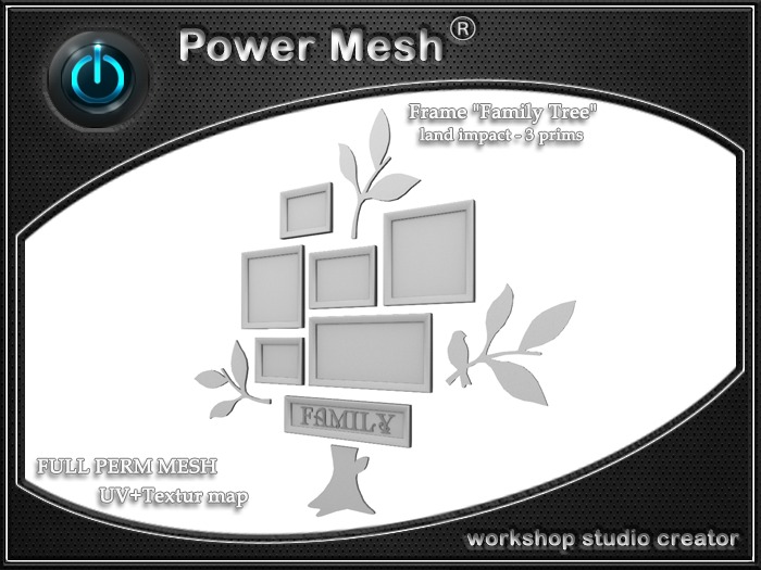 - { POWER MESH } - Full Perm Frame "Family Tree"