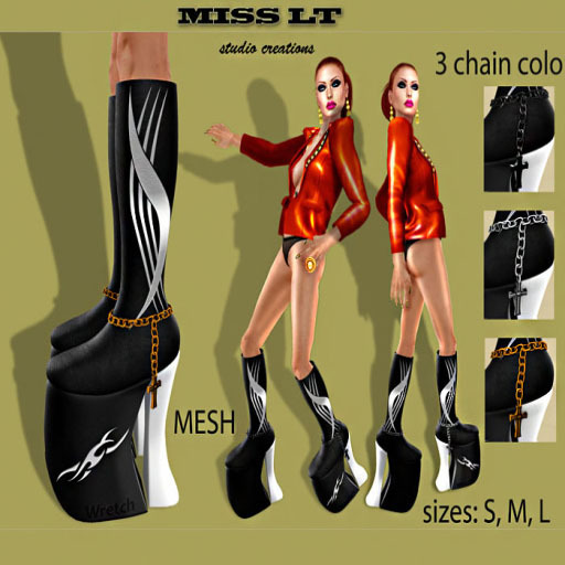 Miss LT Mesh PLATFORM BOOTS black/white