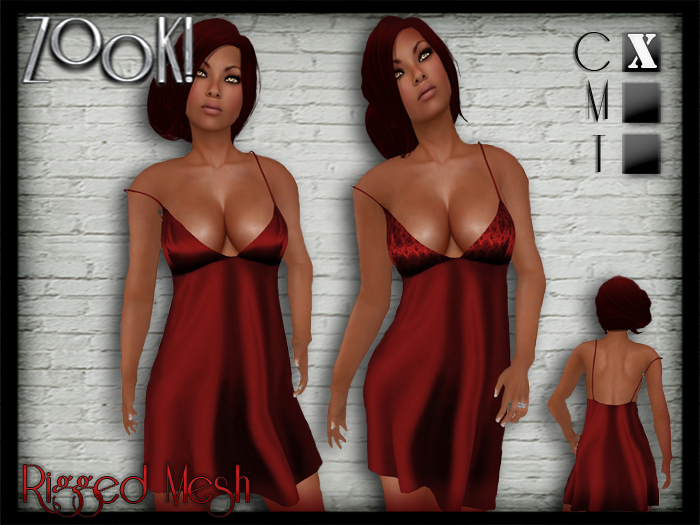 ZK! Chemise Twin Pack (Rigged Mesh) Red