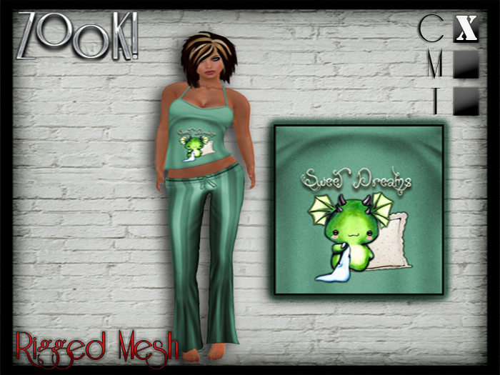 Ladies Pajama's - (Rigged Mesh) - Dusty Green