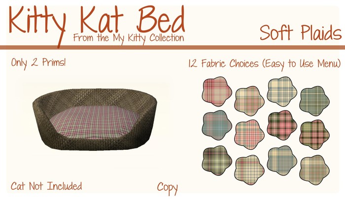 *ZK* Mesh KittyKat Bed (Soft Plaids)  Fabric Change