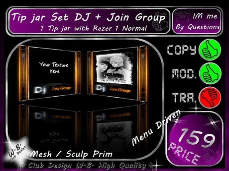Second Life Marketplace - DJ Tip jar 6 >> Tip jar New DJ Set
