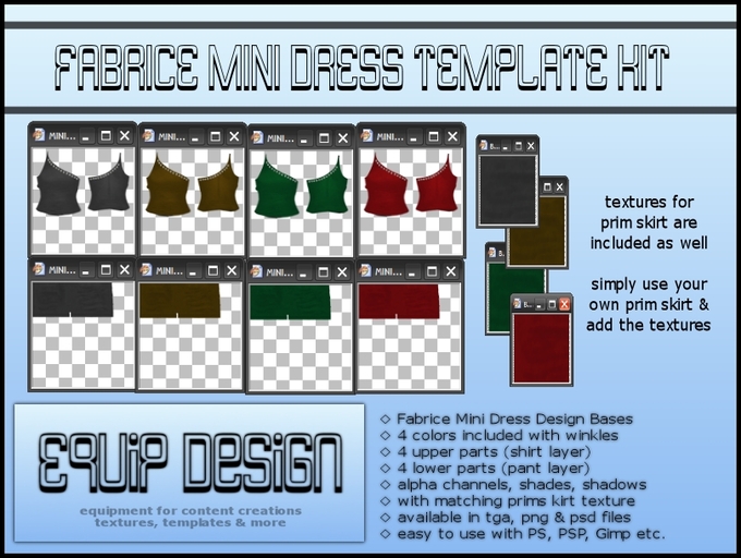 Fabrice Mini Dress Template Kit (tga, png, psd) over 50% OFF