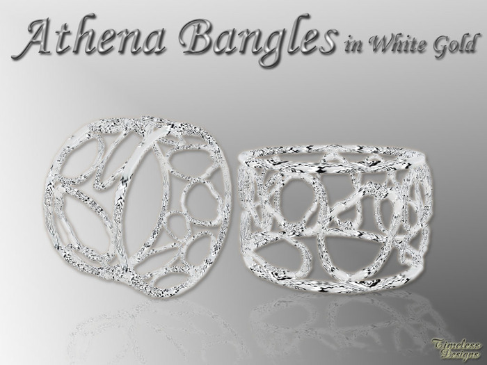 *TD* Athena White Gold Bangles  BOXED