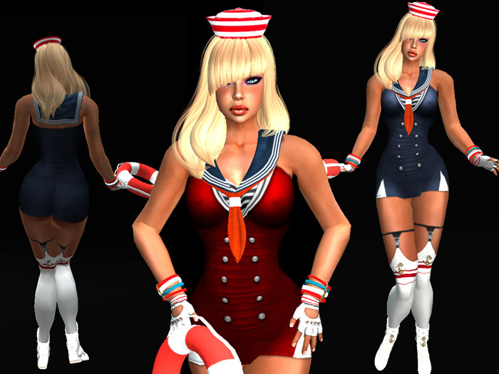 RED & BLUE SAILOR WOMAN OUTFIT