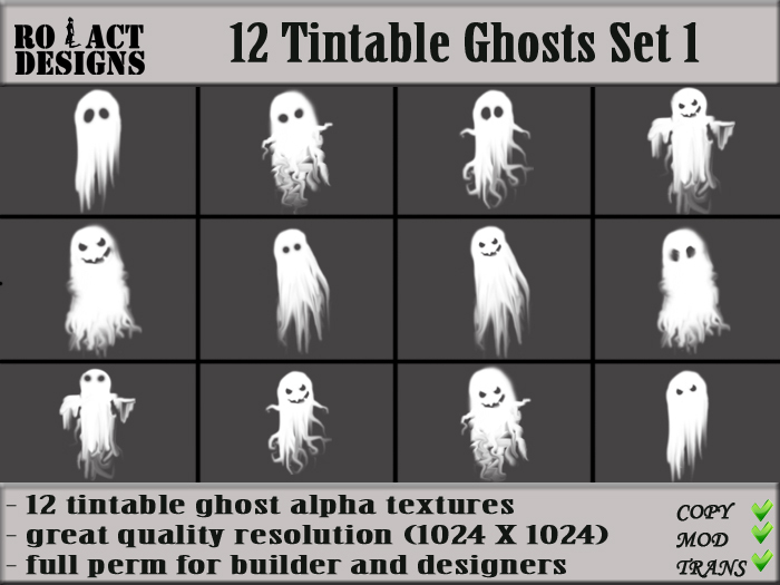 Ro!Act Designs 12 Tintable Ghosts Set 1