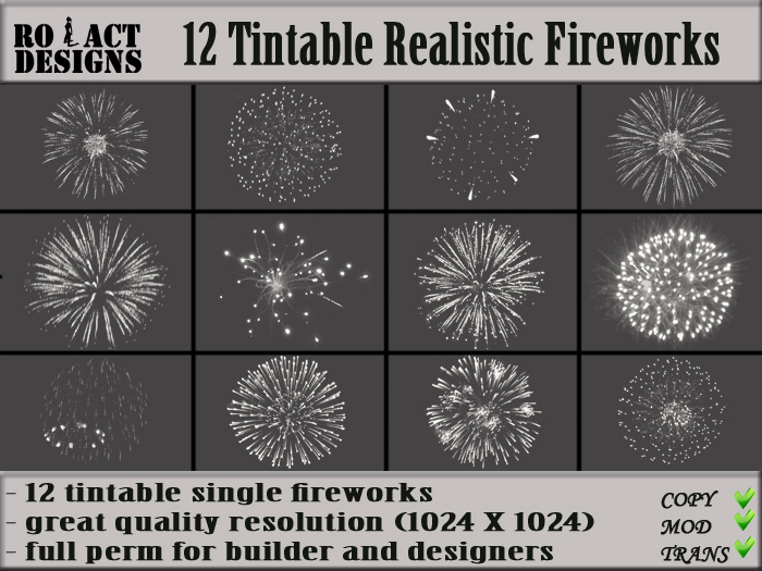 Ro!Act Designs 12 Tintable Realistic Fireworks