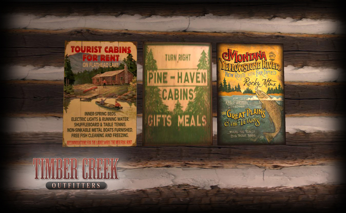 [Timber Creek] Vintage Cabin Signs-Set of Three